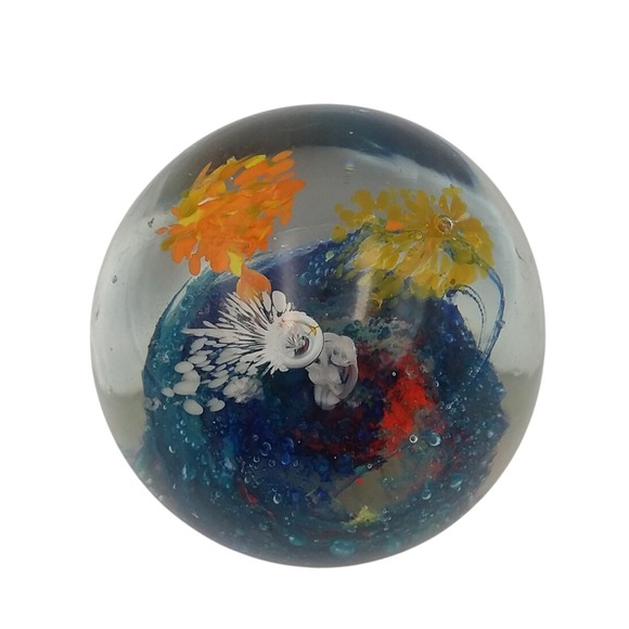 Other - Art Glass Paperweight Floral Design Colorful Home Decor Office‎ Desk Decor
